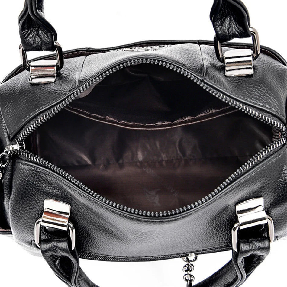 Designer Women Soft Leather Handbags Luxury Female Shoulder Crossbody Bag Brand Casual Totes Ladies Shopper Messenger Boston Bag