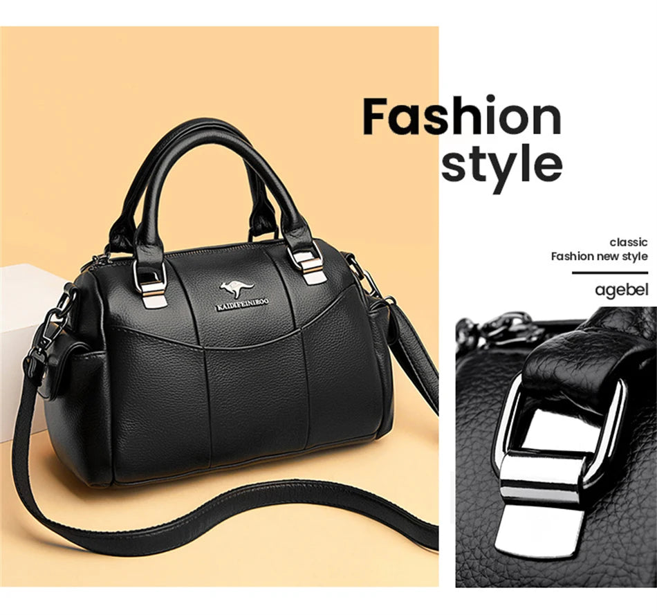 Designer Women Soft Leather Handbags Luxury Female Shoulder Crossbody Bag Brand Casual Totes Ladies Shopper Messenger Boston Bag