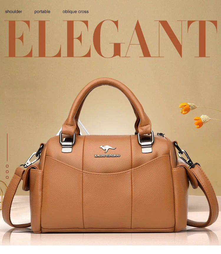 Designer Women Soft Leather Handbags Luxury Female Shoulder Crossbody Bag Brand Casual Totes Ladies Shopper Messenger Boston Bag