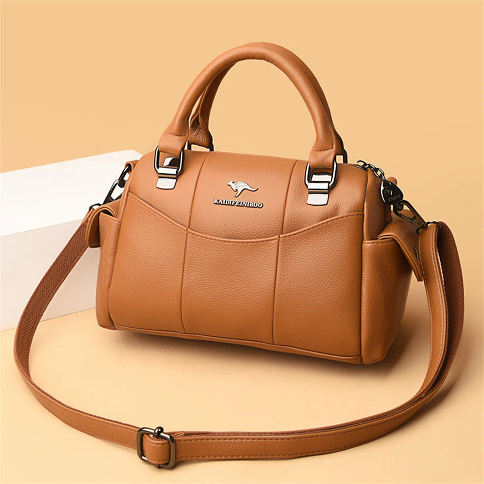 Designer Women Soft Leather Handbags Luxury Female Shoulder Crossbody Bag Brand Casual Totes Ladies Shopper Messenger Boston Bag