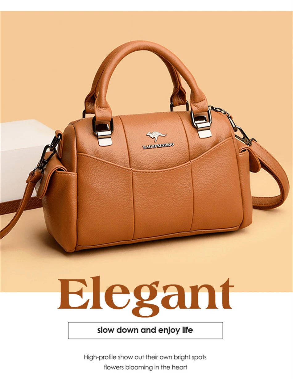 Designer Women Soft Leather Handbags Luxury Female Shoulder Crossbody Bag Brand Casual Totes Ladies Shopper Messenger Boston Bag