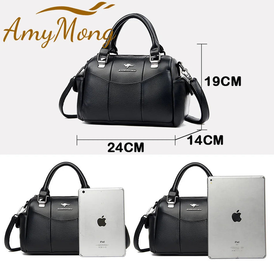 Designer Women Soft Leather Handbags Luxury Female Shoulder Crossbody Bag Brand Casual Totes Ladies Shopper Messenger Boston Bag