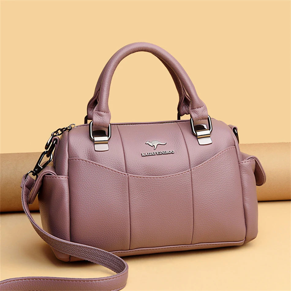 Designer Women Soft Leather Handbags Luxury Female Shoulder Crossbody Bag Brand Casual Totes Ladies Shopper Messenger Boston Bag