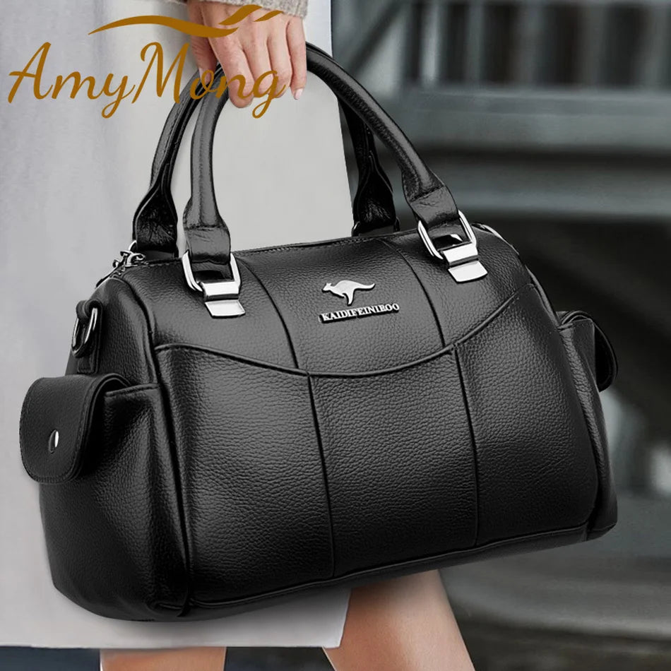 Designer Women Soft Leather Handbags Luxury Female Shoulder Crossbody Bag Brand Casual Totes Ladies Shopper Messenger Boston Bag