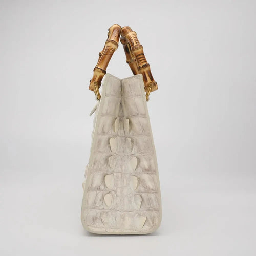 2024 New Designer Luxury Crocodile Leather Women's Handbag with Bamboo Handle High Grade Large Capacity Female Bag