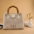 2024 New Designer Luxury Crocodile Leather Women's Handbag with Bamboo Handle High Grade Large Capacity Female Bag