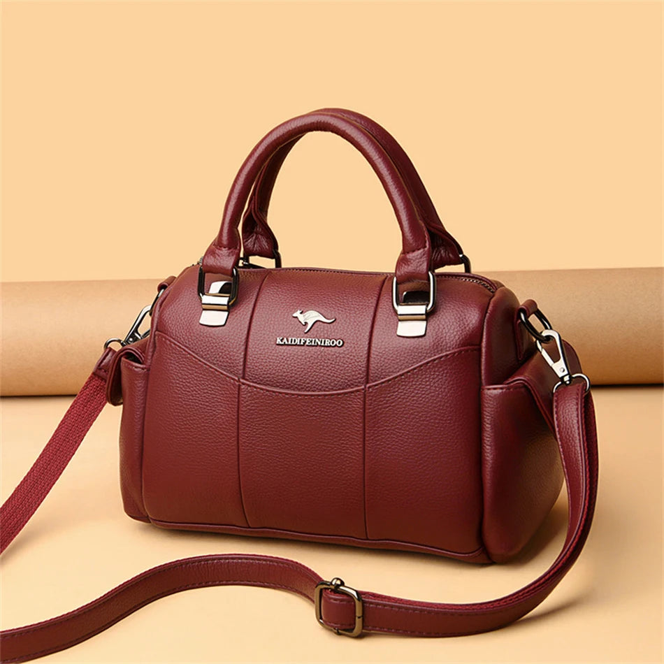 Designer Women Soft Leather Handbags Luxury Female Shoulder Crossbody Bag Brand Casual Totes Ladies Shopper Messenger Boston Bag