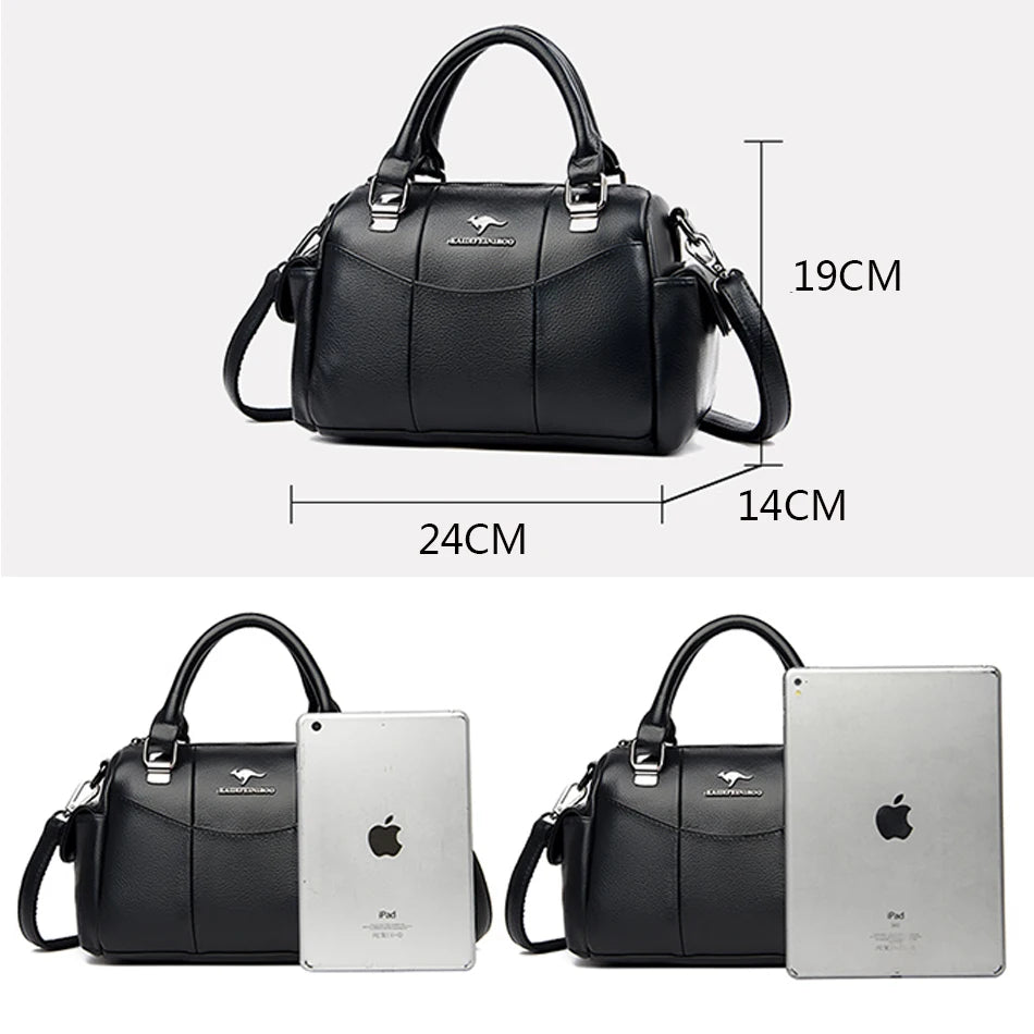 Designer Women Soft Leather Handbags Luxury Female Shoulder Crossbody Bag Brand Casual Totes Ladies Shopper Messenger Boston Bag