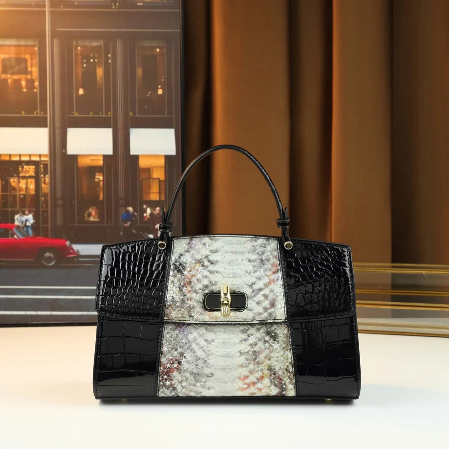 European and American fashion new snake pattern gradual change color matching light luxury high sense portable women's bag