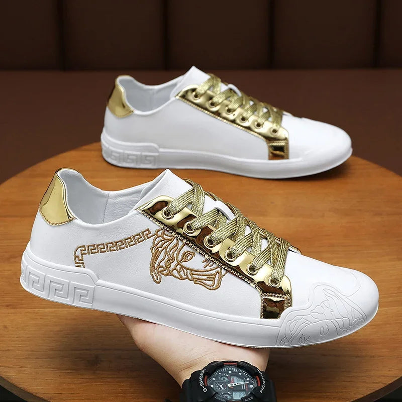 Men's Leather Shoes Casual Comfort Cricket Shoes Fashion Sneakers For Men Lightweight Driving Shoes