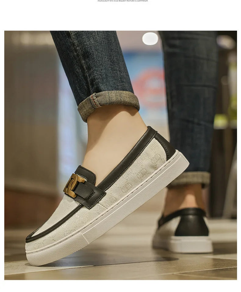 2025 New Bussiness Casual Shoes for Men Low-top Fashion Loafers Slip On Flat Boat Shoe Mens Luxury Leather Shoes