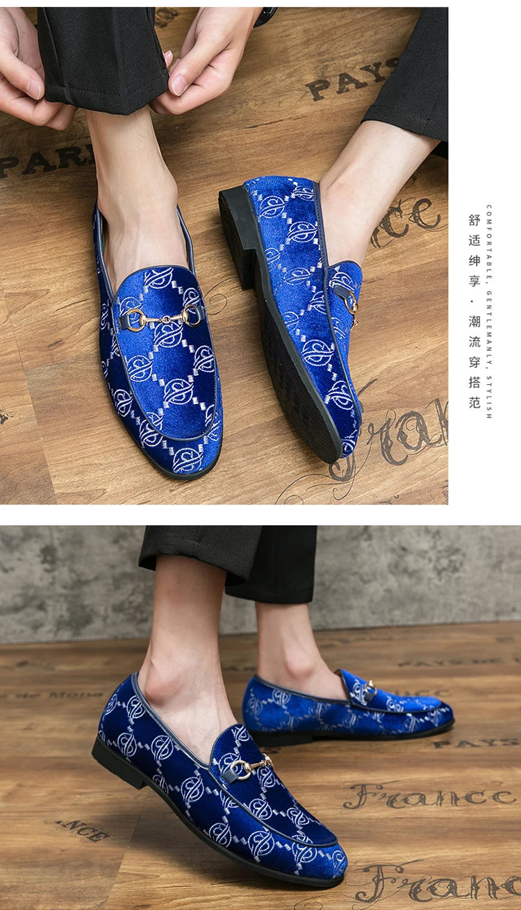 Hot Blue Men's Luxury Loafers Plus Size 47 Suede Leather Shoes For Men Designer Moccasins Slip-On Casual Dress Shoes Men Flats