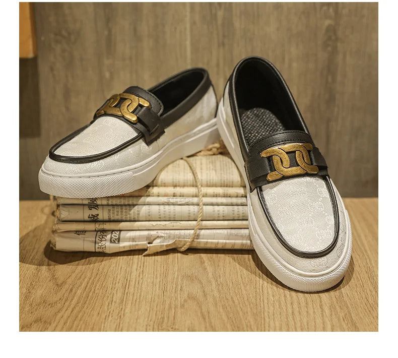 2025 New Bussiness Casual Shoes for Men Low-top Fashion Loafers Slip On Flat Boat Shoe Mens Luxury Leather Shoes