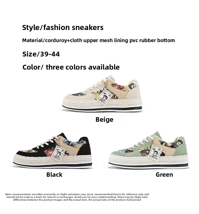 Men's Canvas Shoes Summer Breathable Sports Casual Work Shoes Soft Bottom Wear-resistant Corduroy Loafers Flat Rubber Sole