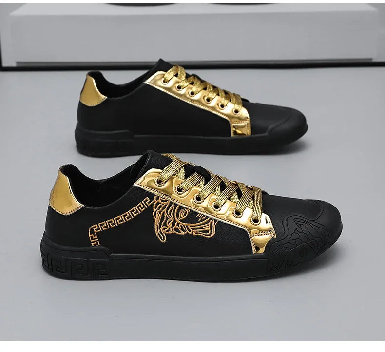 Men's Leather Shoes Casual Comfort Cricket Shoes Fashion Sneakers For Men Lightweight Driving Shoes