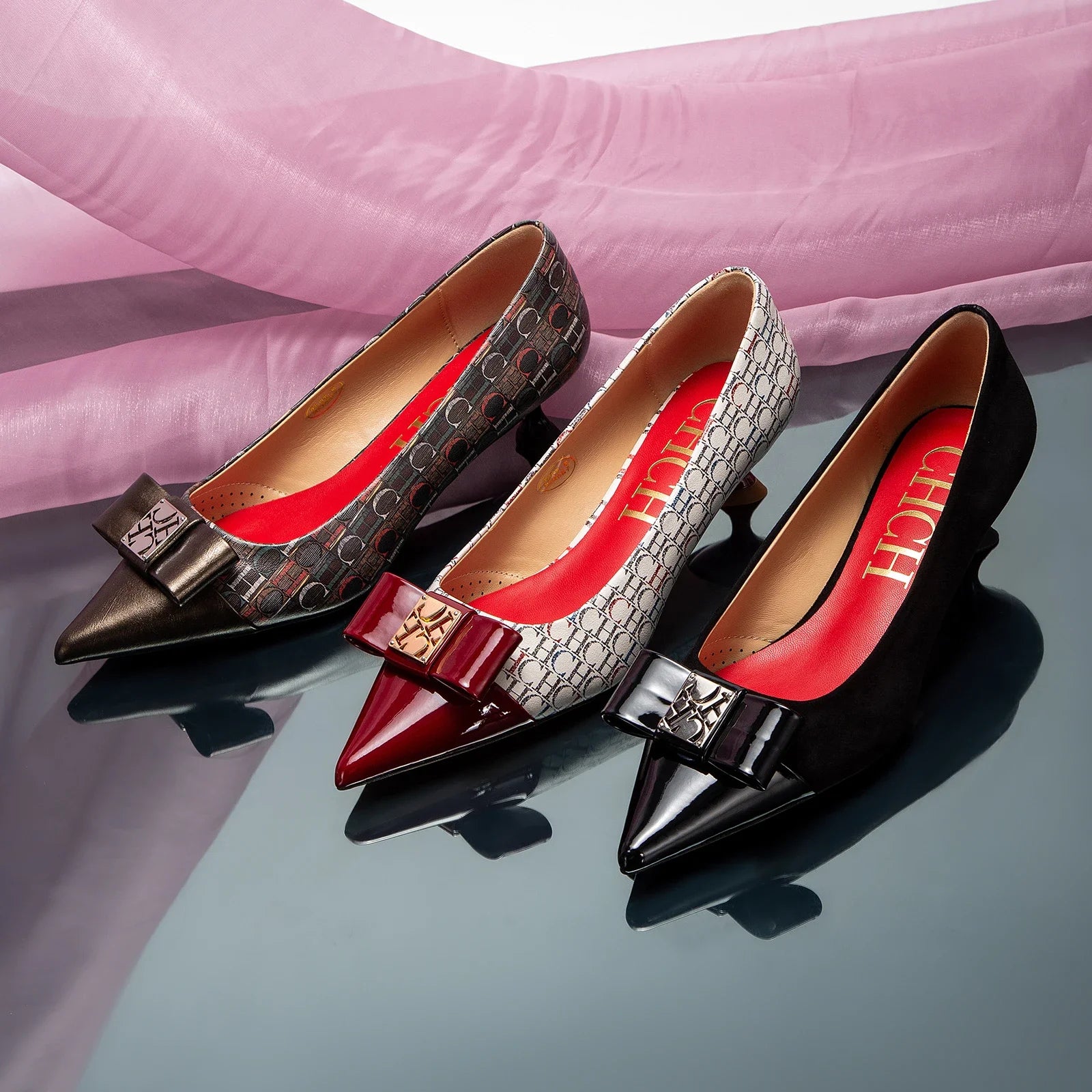 Classic Retro Pointed Toe Design Women's Strap Heel Single Shoes Fashion New Comfortable Versatile Letters Printed