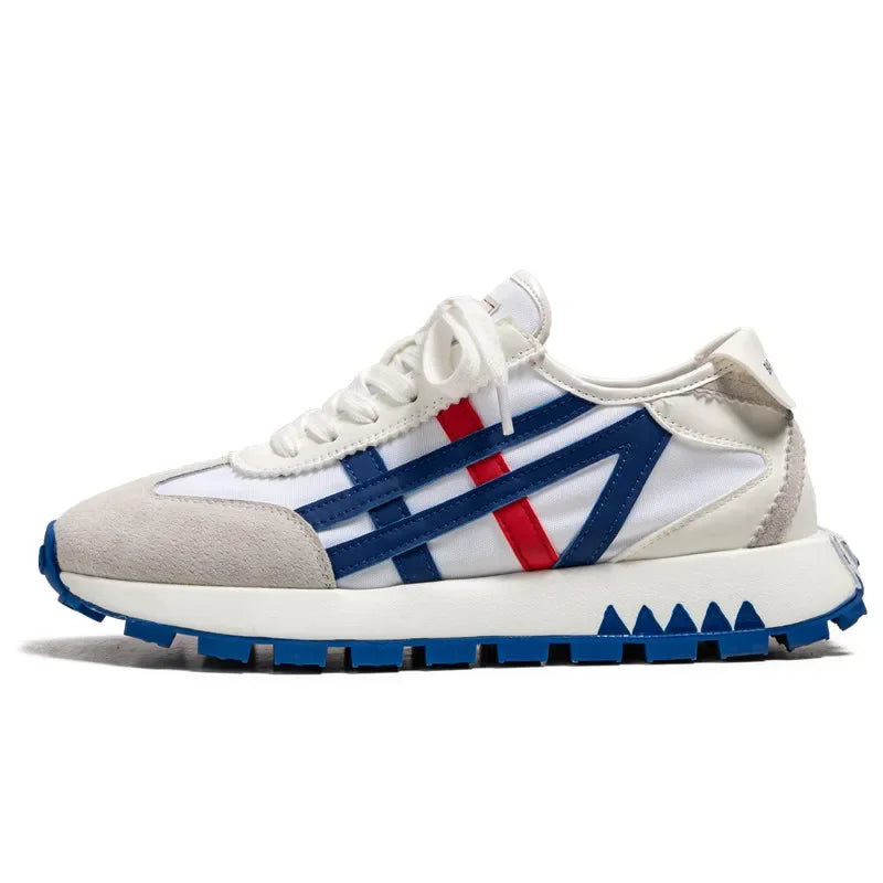 Men's classic running shoes with lace up flat bottom, sports soft sole, breathable walking canvas, Forrest Gump