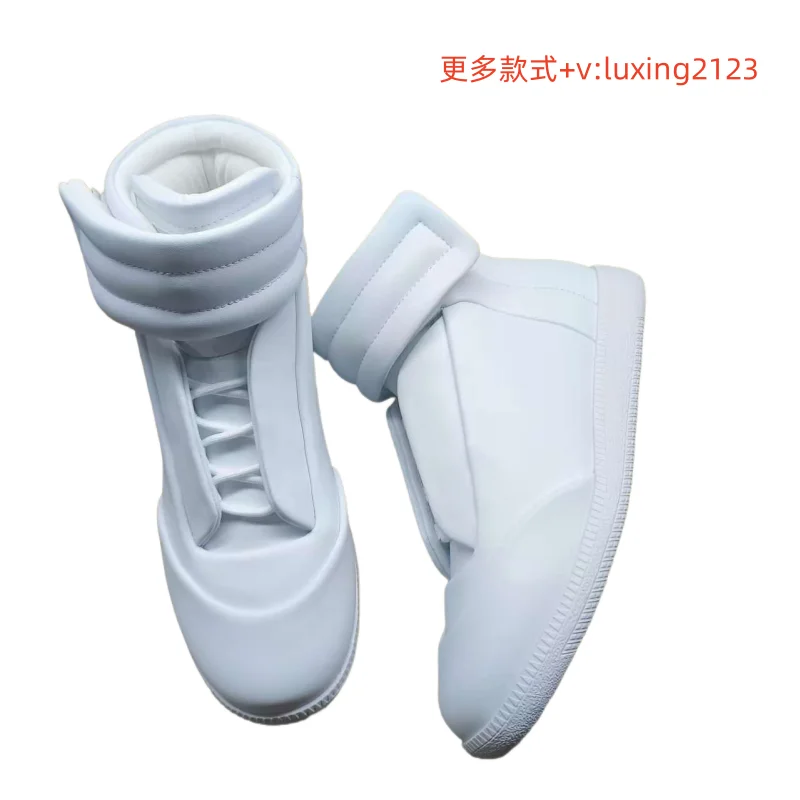 Men's High Top oes Genuine Leather Sport Casual White Dequn Sneakers mid Top Board oes Large Size Autumn Winter Faion