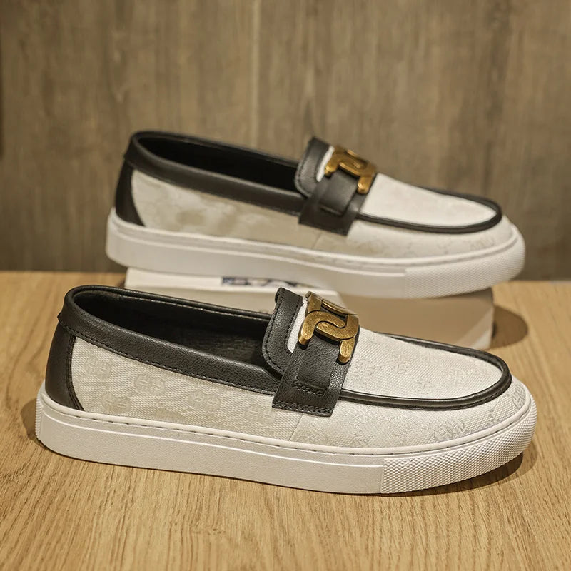 2025 New Bussiness Casual Shoes for Men Low-top Fashion Loafers Slip On Flat Boat Shoe Mens Luxury Leather Shoes