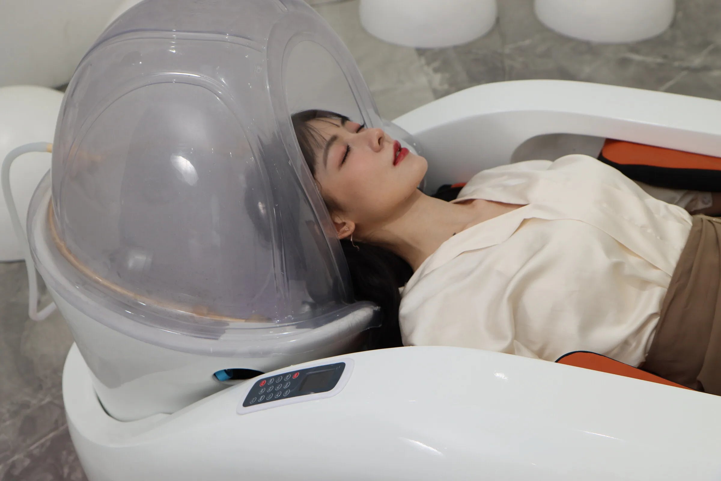 Luxury Automatic Massage Shampoo Bed with Ergonomic Design, LED Lighting Strip, Ideal for Hair Washing and Relaxation in Salon
