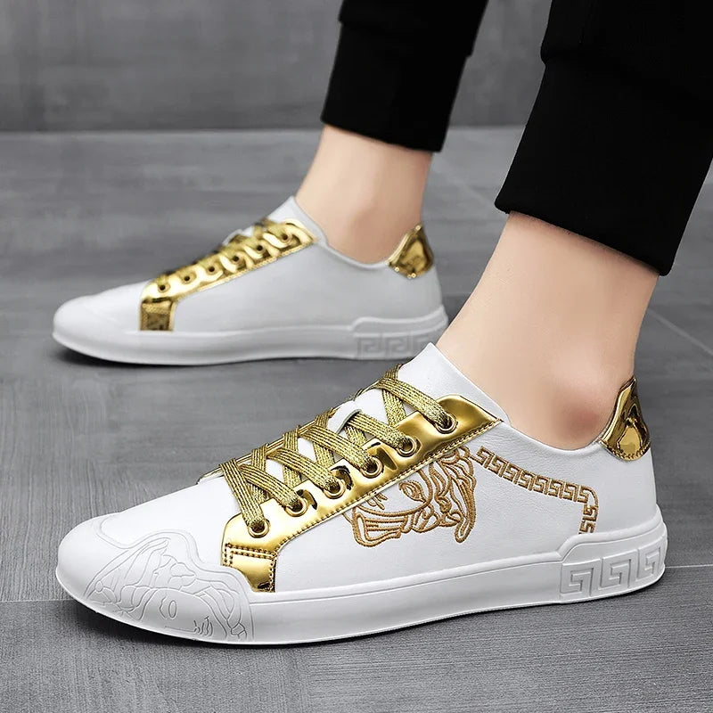 Men's Leather Shoes Casual Comfort Cricket Shoes Fashion Sneakers For Men Lightweight Driving Shoes