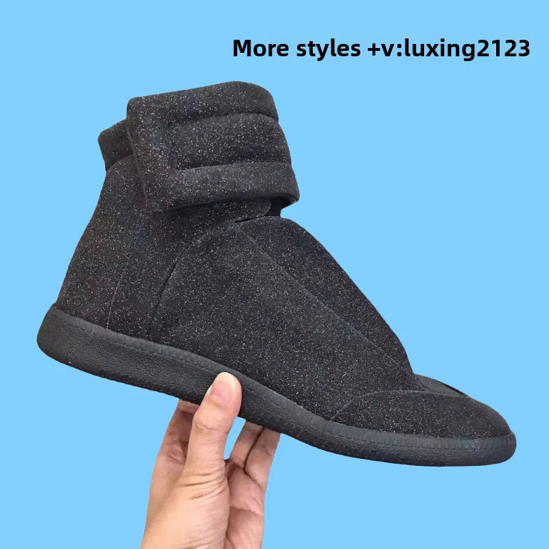 Men's High Top oes Genuine Leather Sport Casual White Dequn Sneakers mid Top Board oes Large Size Autumn Winter Faion