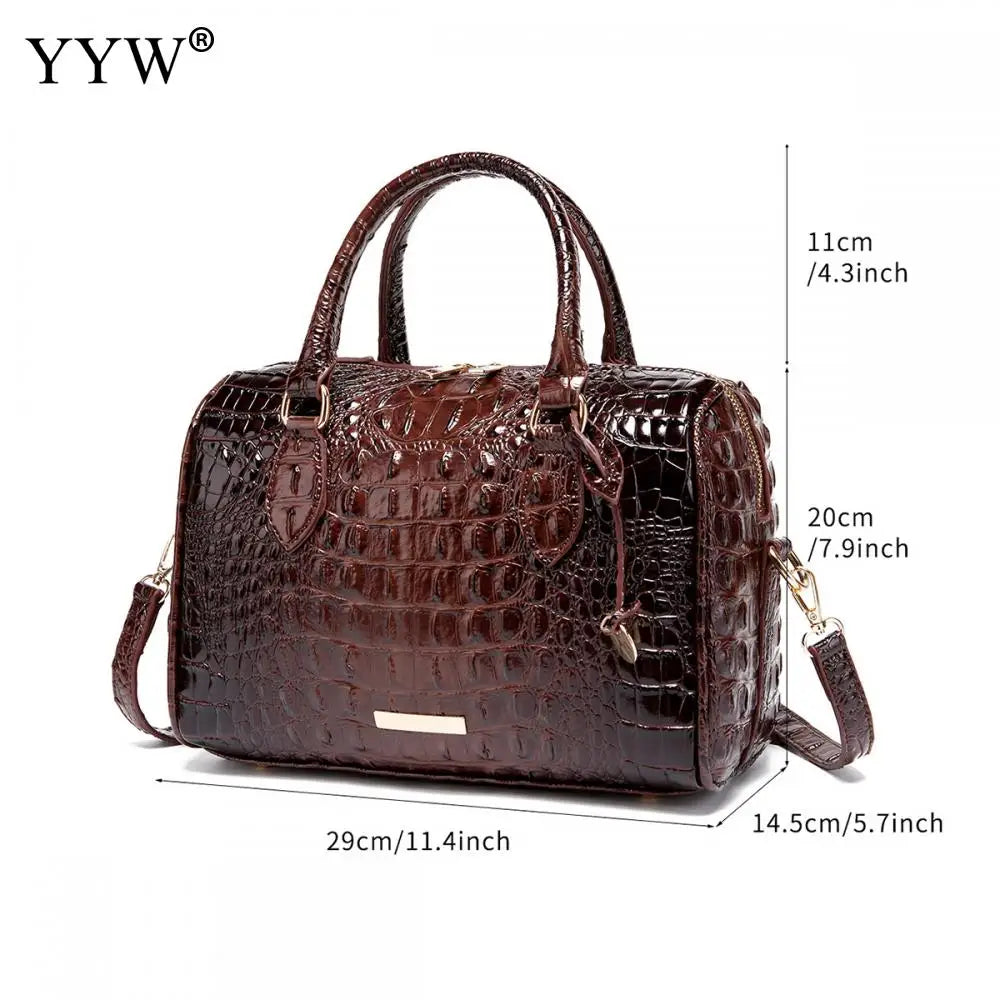 Top-Handle Crocodile Purses For Women Crossbody Leather Bags Trendy Large Capacity Tote with Shoulder Strap Lady Commuting Bags