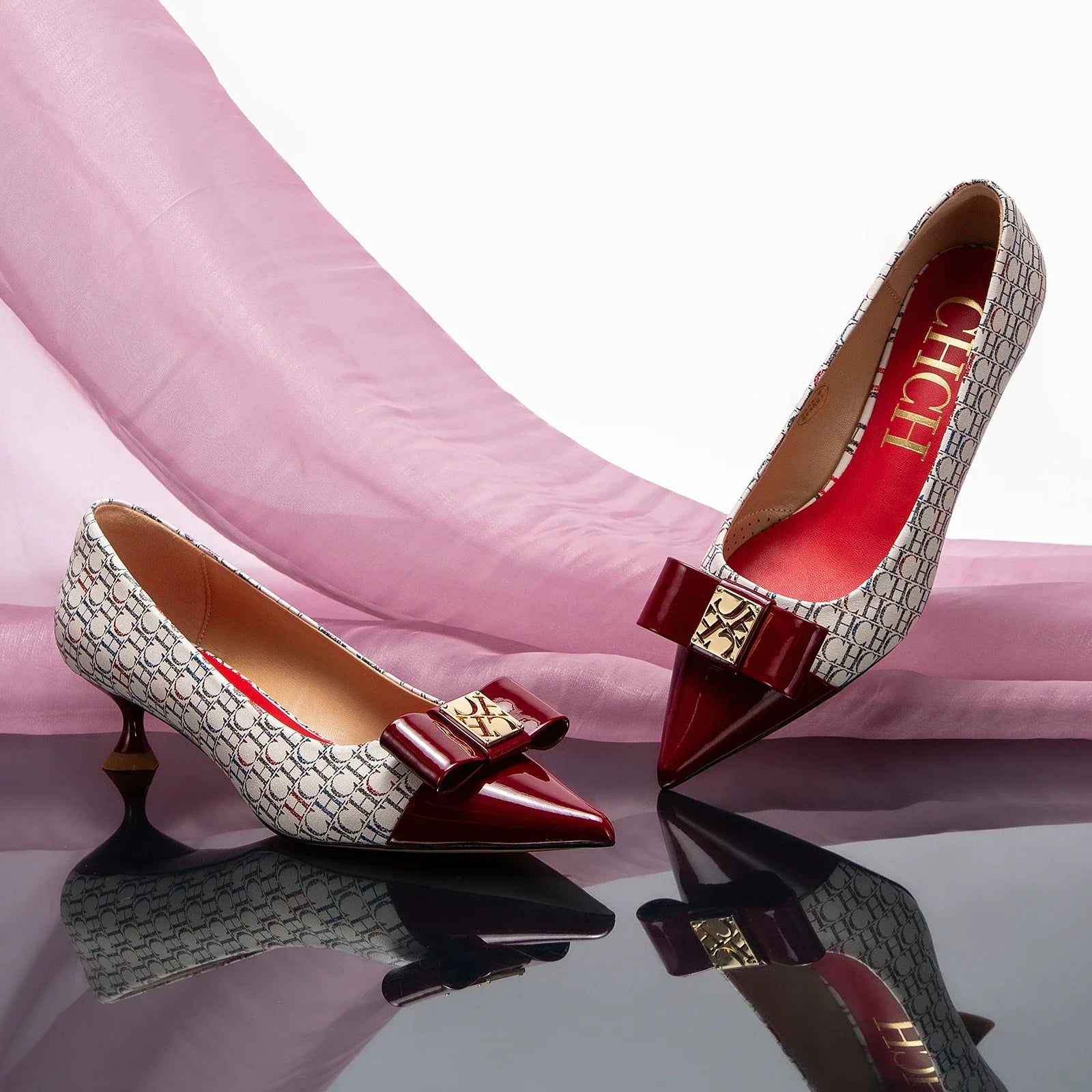 Classic Retro Pointed Toe Design Women's Strap Heel Single Shoes Fashion New Comfortable Versatile Letters Printed