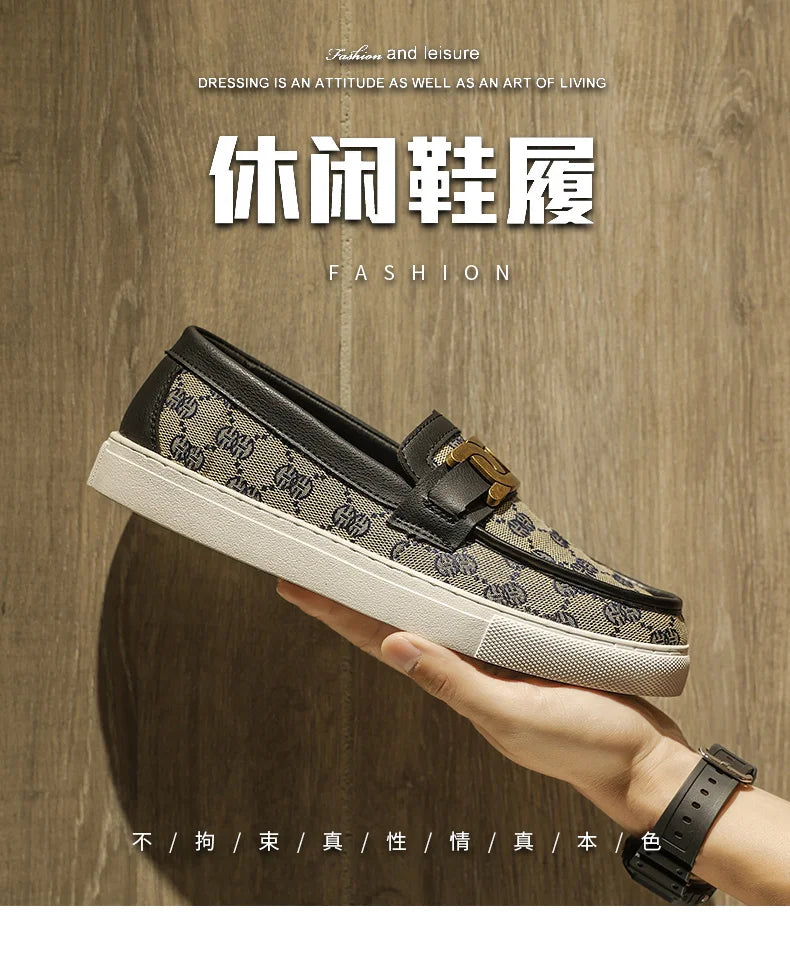 2025 New Bussiness Casual Shoes for Men Low-top Fashion Loafers Slip On Flat Boat Shoe Mens Luxury Leather Shoes