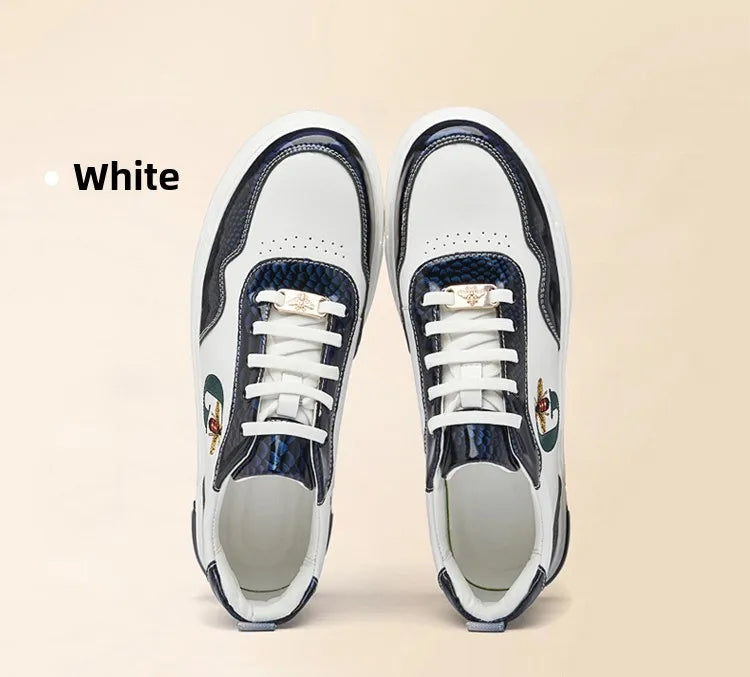 Italian Designer Men's Casual Bee Shoes, Luxurious and Fashionable Genuine Leather Business Shoes, Classic Sports Shoes