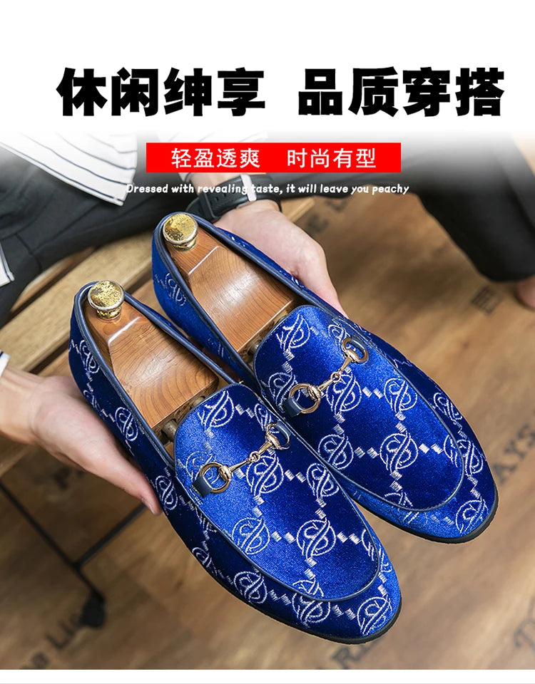 Hot Blue Men's Luxury Loafers Plus Size 47 Suede Leather Shoes For Men Designer Moccasins Slip-On Casual Dress Shoes Men Flats