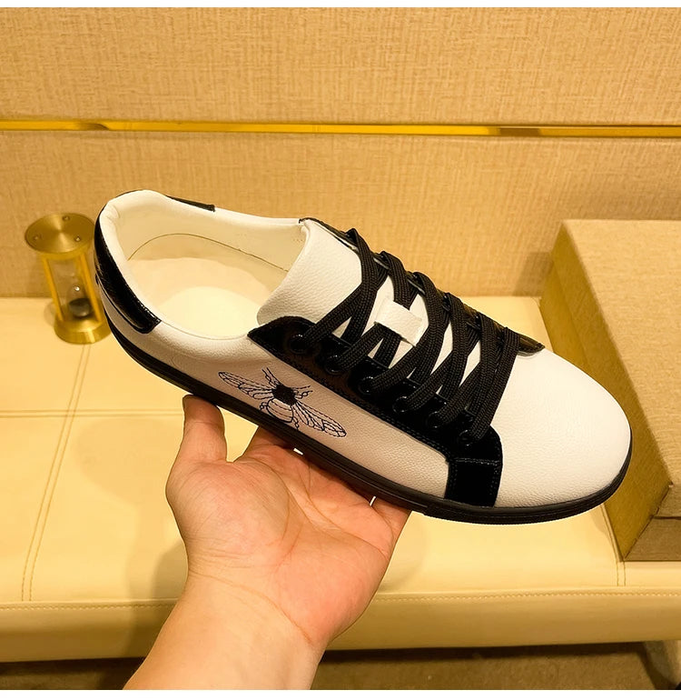 Genuine Leather Luxury Brand Shoes for Men Classic Embroidered Men Skateboard Shoes Designer Sport Shoes Men Zapatillas De Skate