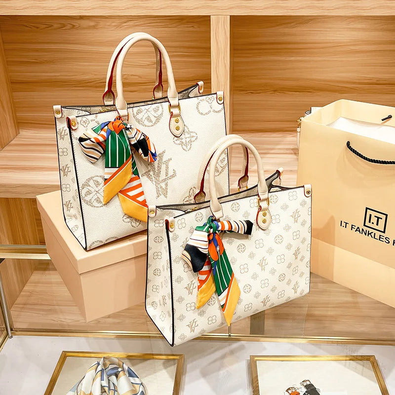 Hong Kong Genuine Leather Handbag Women's Hot Sale Of The Season New Summer Tote Bag Large Capacity Crossbody Bag for Daily Use