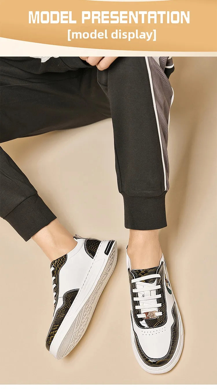 Italian Designer Men's Casual Bee Shoes, Luxurious and Fashionable Genuine Leather Business Shoes, Classic Sports Shoes