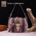 Saddle bag with large buckle and crocodile pattern, colorful underarm bag, single shoulder bag with shoulder strap and crossbody