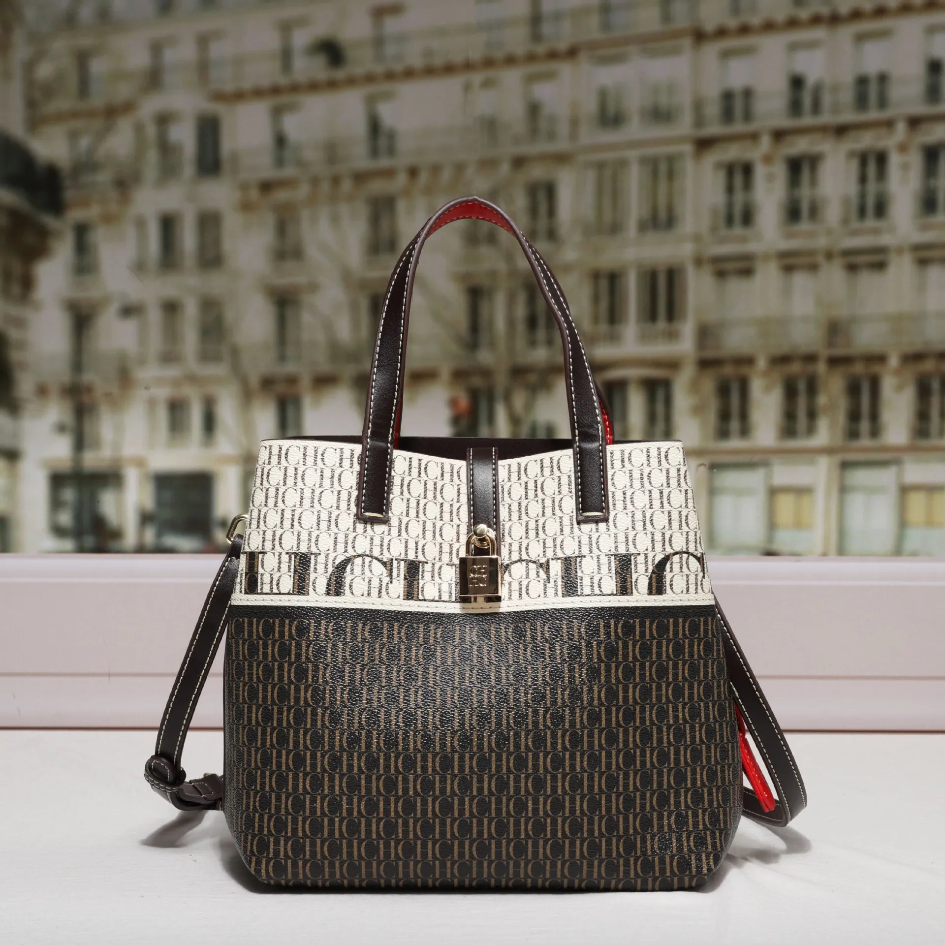 Street Style Bucket Bag Women's Crossbody Handbag PU Material Medium Size Printed Element Autumn Winter Fashion Tote Bag