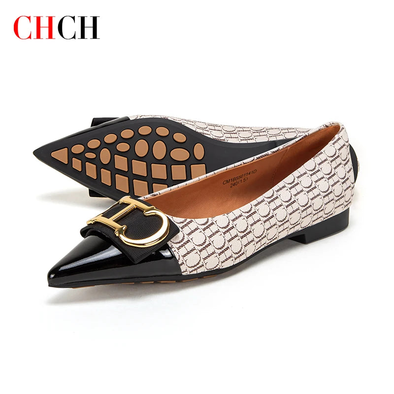 Spring Women's Casual Shoes Classic Style Fashion Letter Print Pointed Toe Daily Commuter Women's Flat Comfortable To Wear
