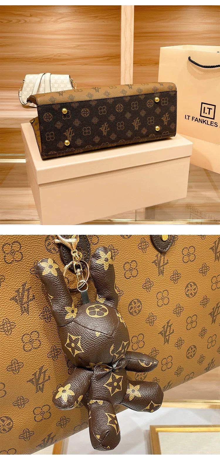 Hong Kong Genuine Leather Handbag Women's Hot Sale Of The Season New Summer Tote Bag Large Capacity Crossbody Bag for Daily Use