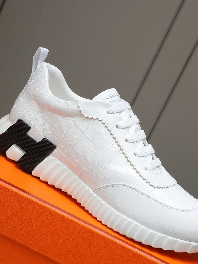 Bongjani Men's Breathable Red Leather Sport oes Casual Faionable All-Season Low-Top Stitched Rubber Sole round Toe oes