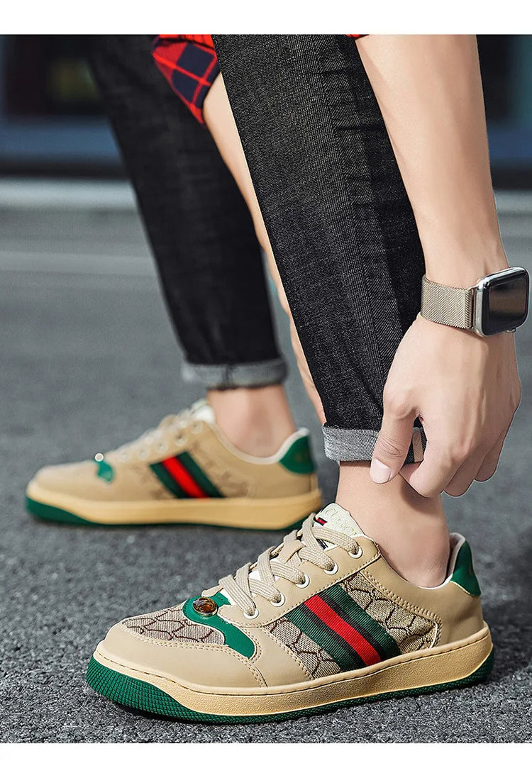 Men's Summer Sport Casual Shoes Breathable Retro Style Low Top Canvas Sneakers Flat Heel Rubber Outsole Fashionable Trendy