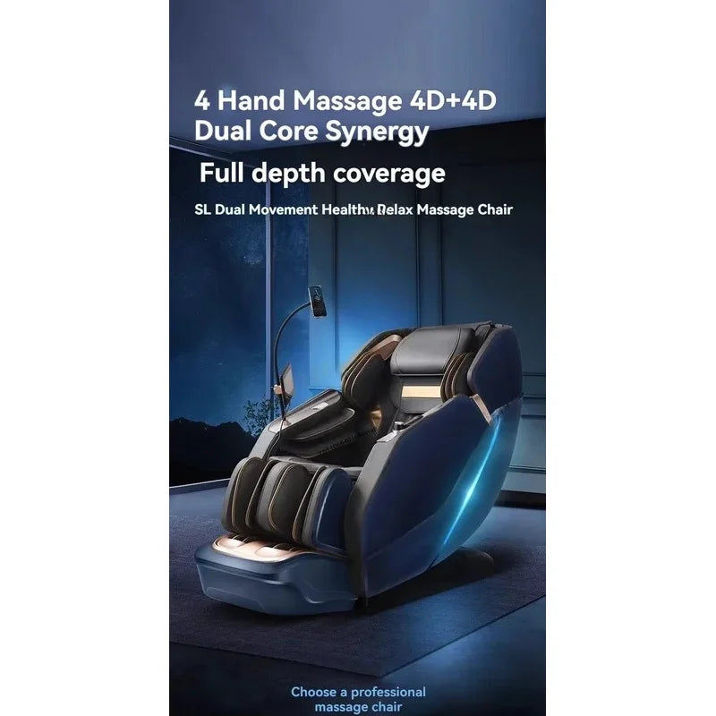 4D Daul Core Massage Chair Full Body with Health Detection Zero Gravity SL Track Deep Stretch Heated Smart Massage Chairs