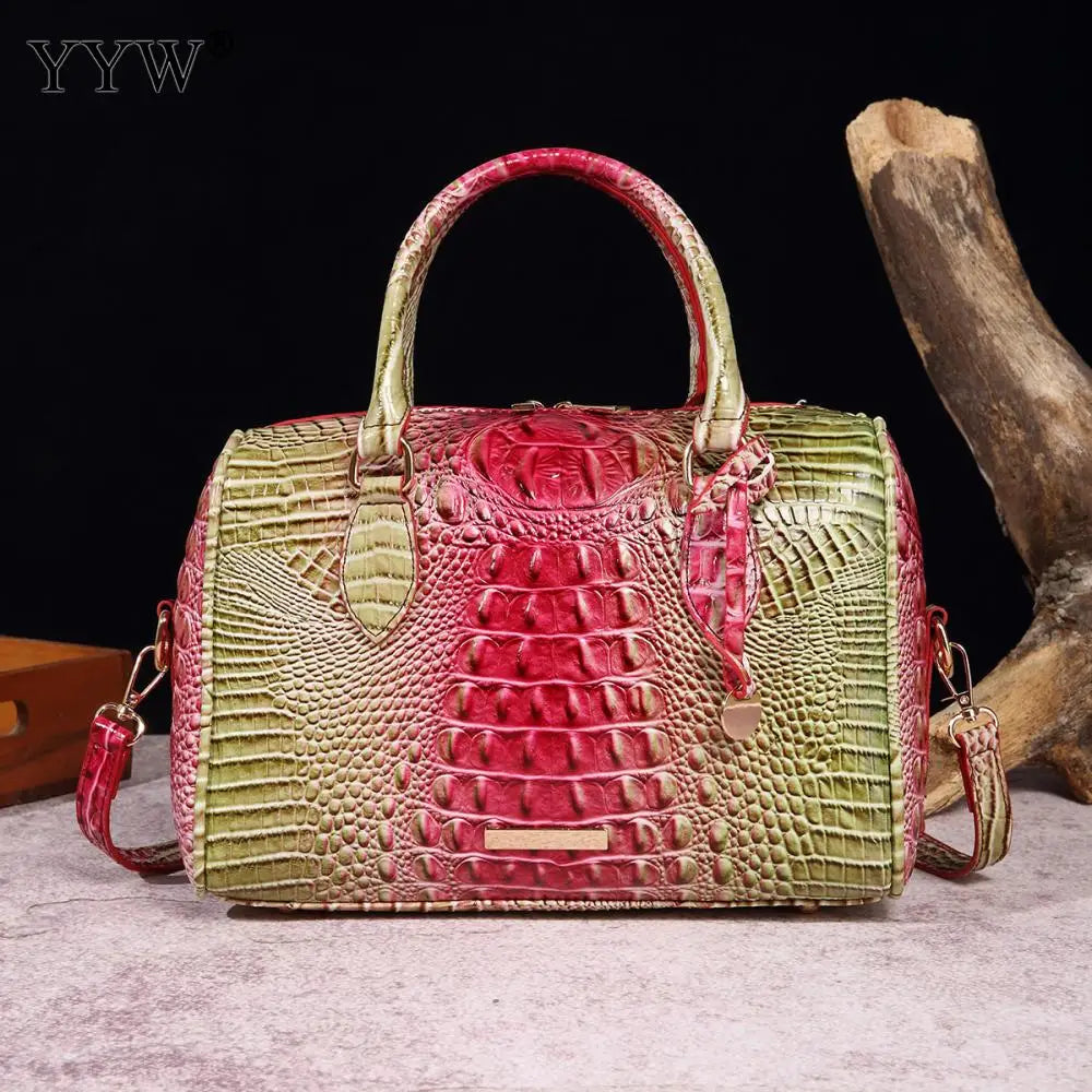 Top-Handle Crocodile Purses For Women Crossbody Leather Bags Trendy Large Capacity Tote with Shoulder Strap Lady Commuting Bags