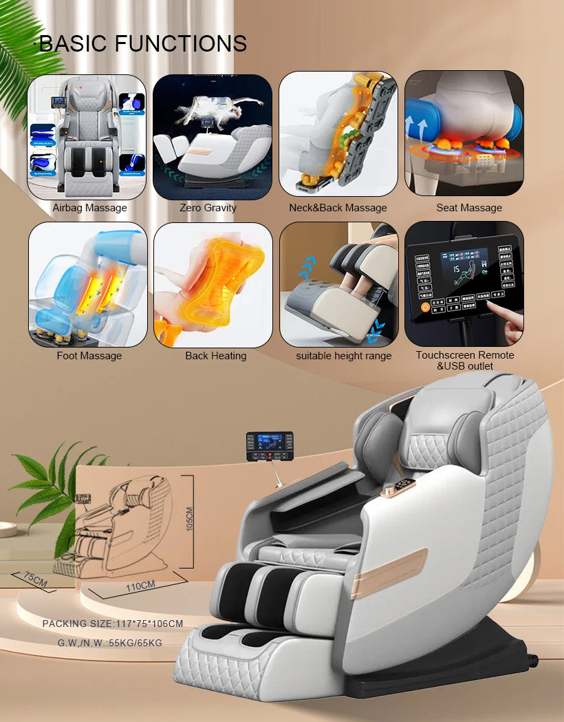 Portable Office Massage Chair, 3D/4D/8D Electric Full Body Zero Gravity | Luxury Multi-Dimensional Relaxation for Home & Work