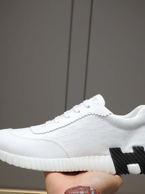 Bongjani Men's Breathable Red Leather Sport oes Casual Faionable All-Season Low-Top Stitched Rubber Sole round Toe oes