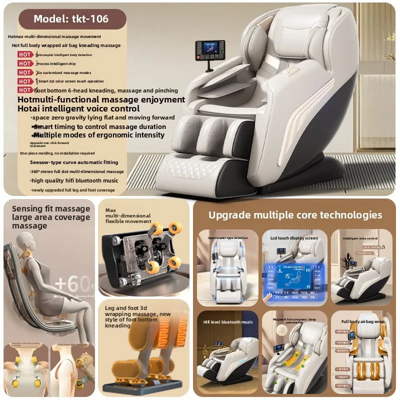 Smart Zero Gravity Space Capsule Massage Chair, Full Body Electric Automatic | Multi-Function Home Recliner