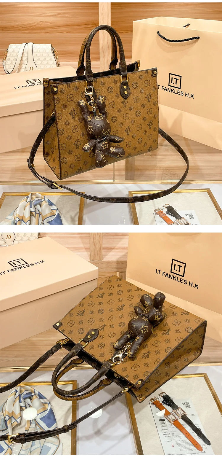 Hong Kong Genuine Leather Handbag Women's Hot Sale Of The Season New Summer Tote Bag Large Capacity Crossbody Bag for Daily Use