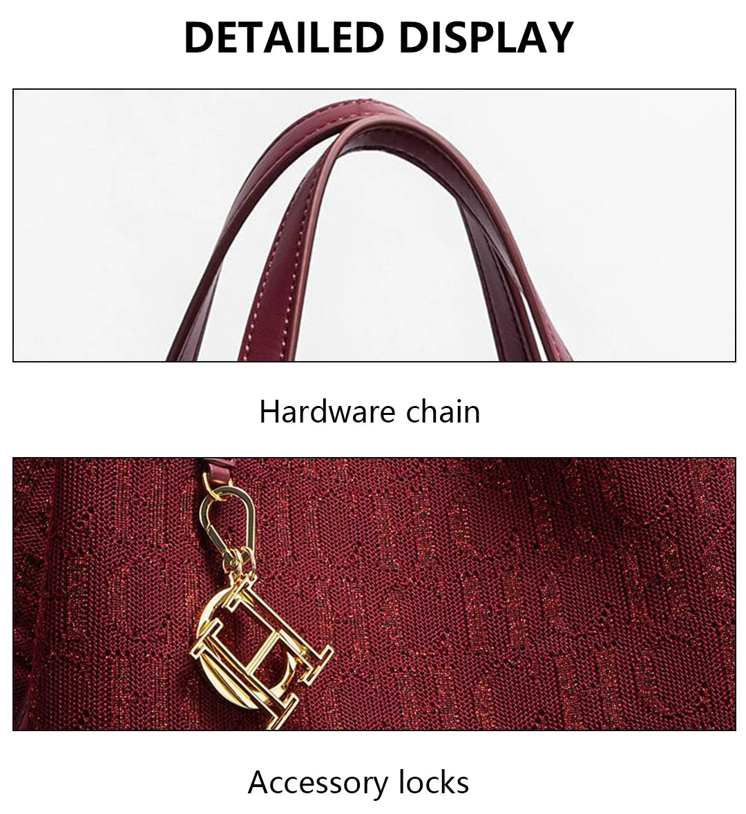 CH Women's Handbag Large Capacity Women's Simple Daily Commute Versatile Solid Color Letter Printed Design Shoulder Bag