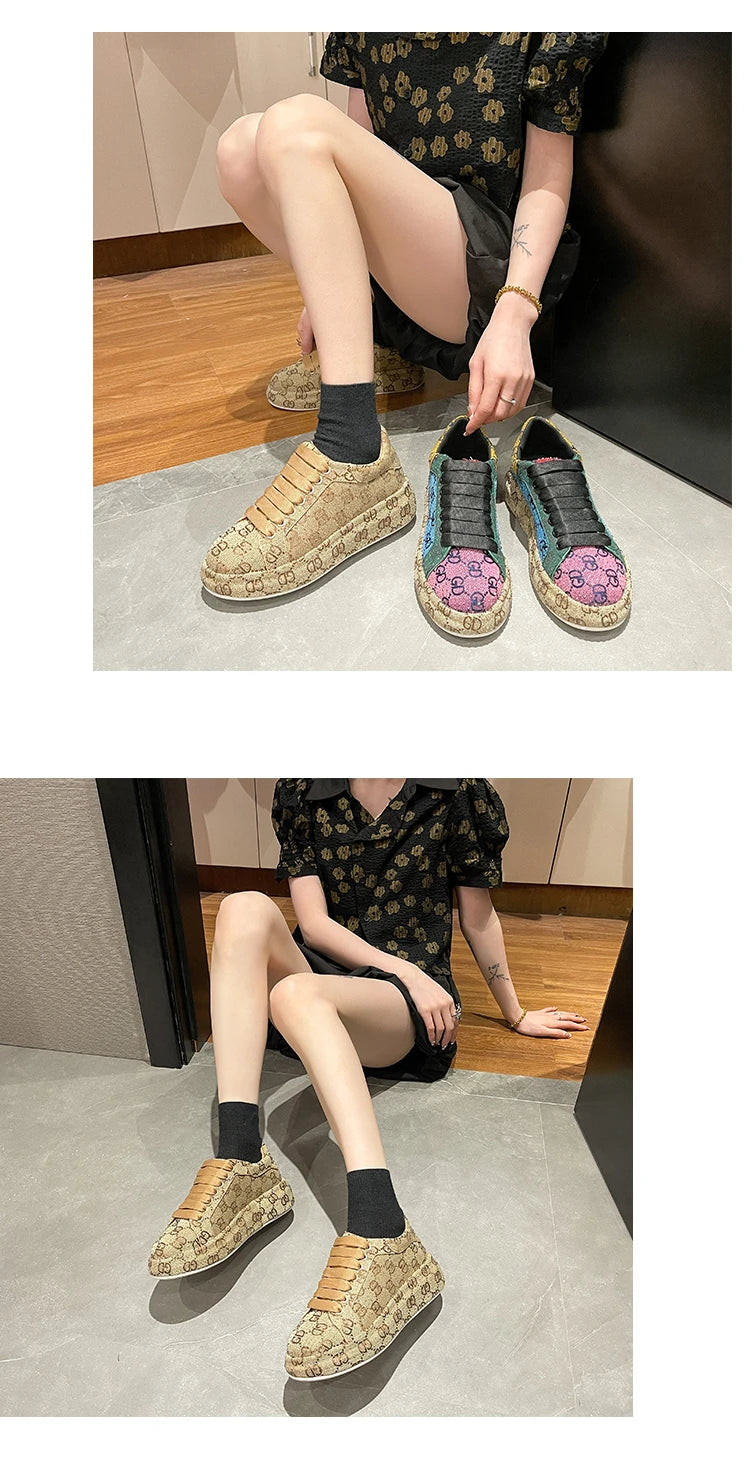 Mixed colors Full Diamond Women's Casual Shoes Fashion Luxury Platform Sports Shoes Women's Party Designer Shining Women's Shoes