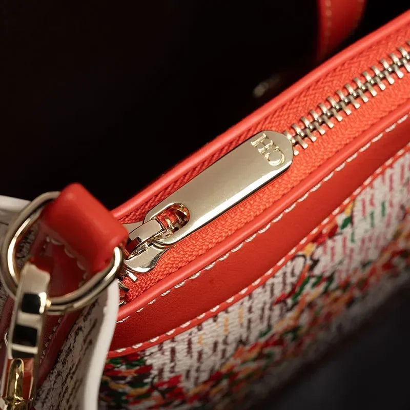 Fashion Design Exquisite Floral Printing Ladies Shoulder Bag Classic Printing Tote Bag Large Capacity Fashion Shopping Bag