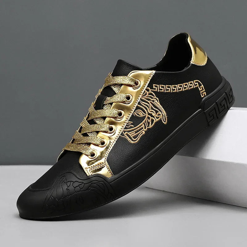 Men's Leather Shoes Casual Comfort Cricket Shoes Fashion Sneakers For Men Lightweight Driving Shoes